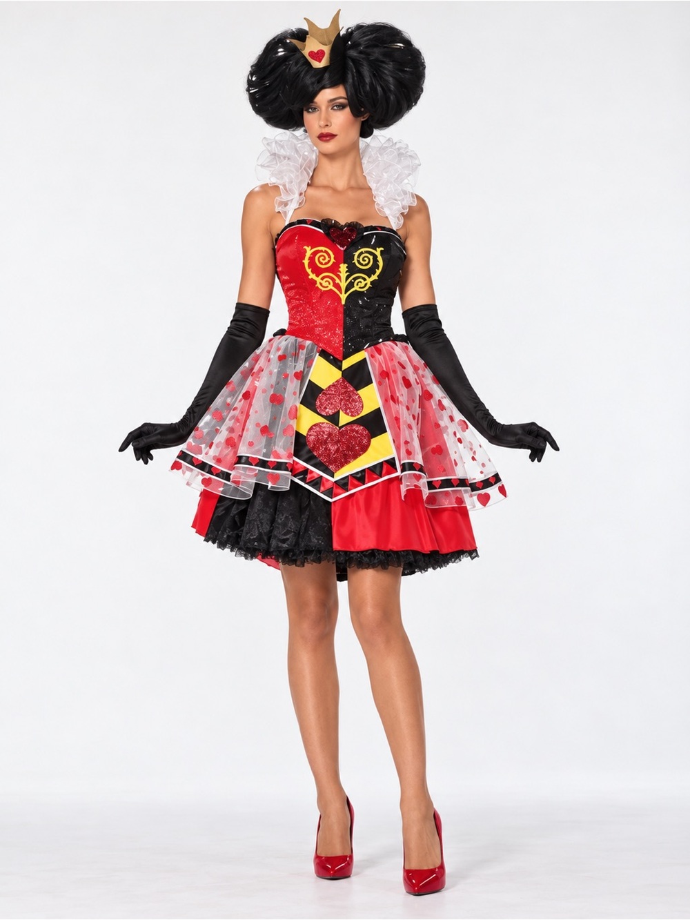 Disney Villains Queen of Hearts Costume - Red, Black, Gold Women
